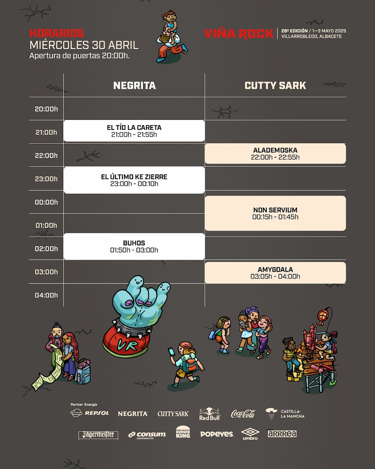 Horarios del miércoles 30 de abril: