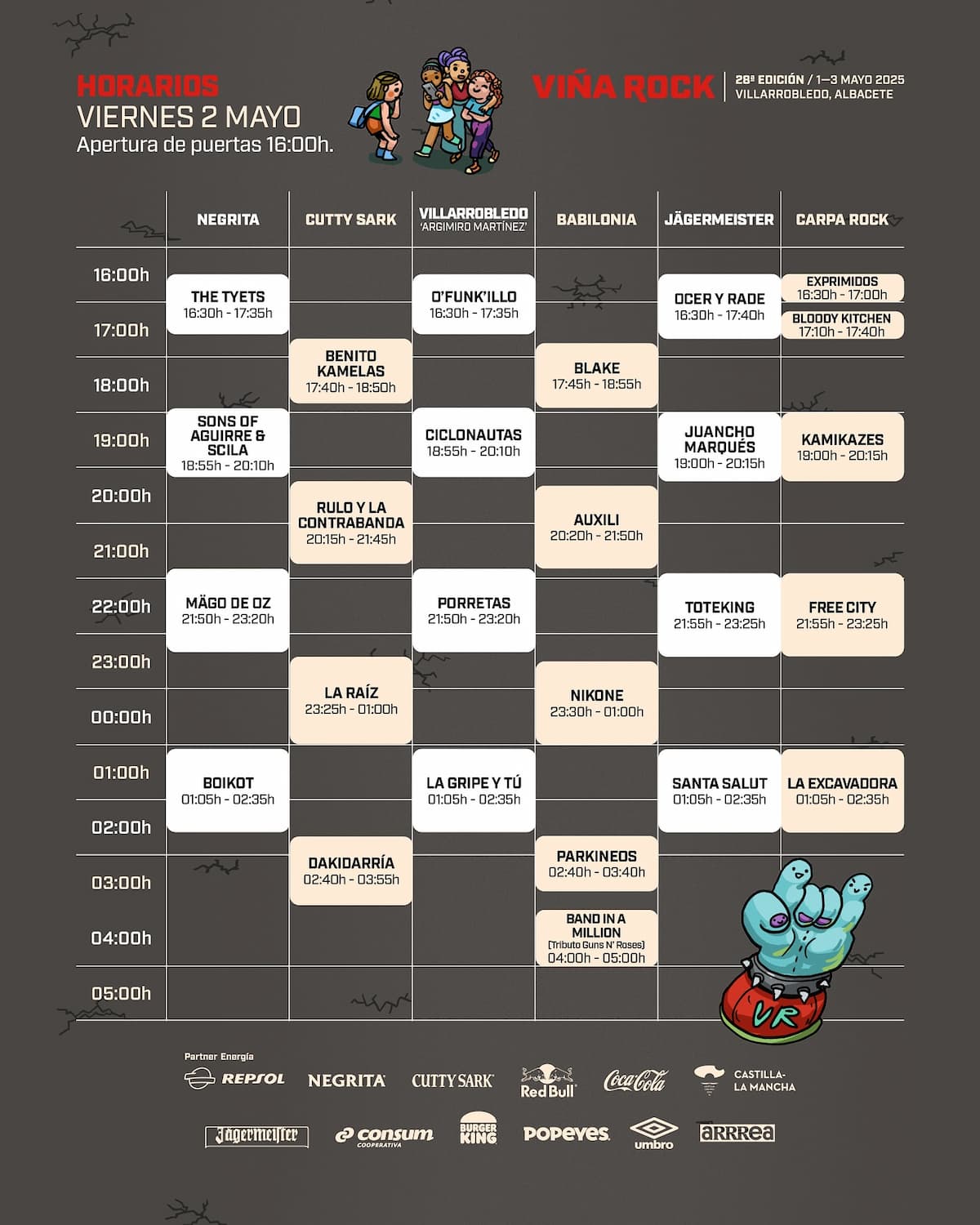 Horarios del viernes 2 de mayo